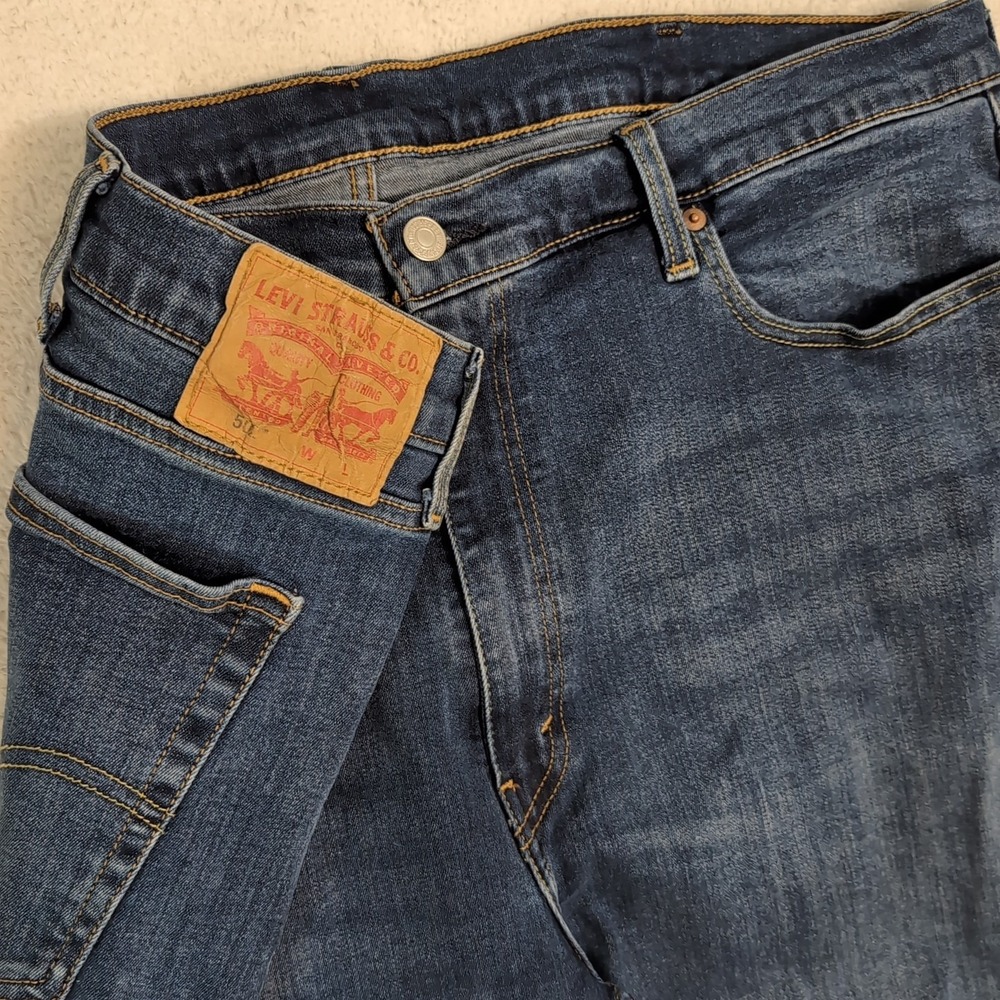 LEVIS 502 DARK BLUE 38X32 STRETCH REGULAR TAPER JEANS MENS 44"x30"